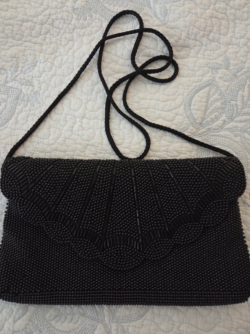 1960's Black Beaded Evening Shoulder Bag